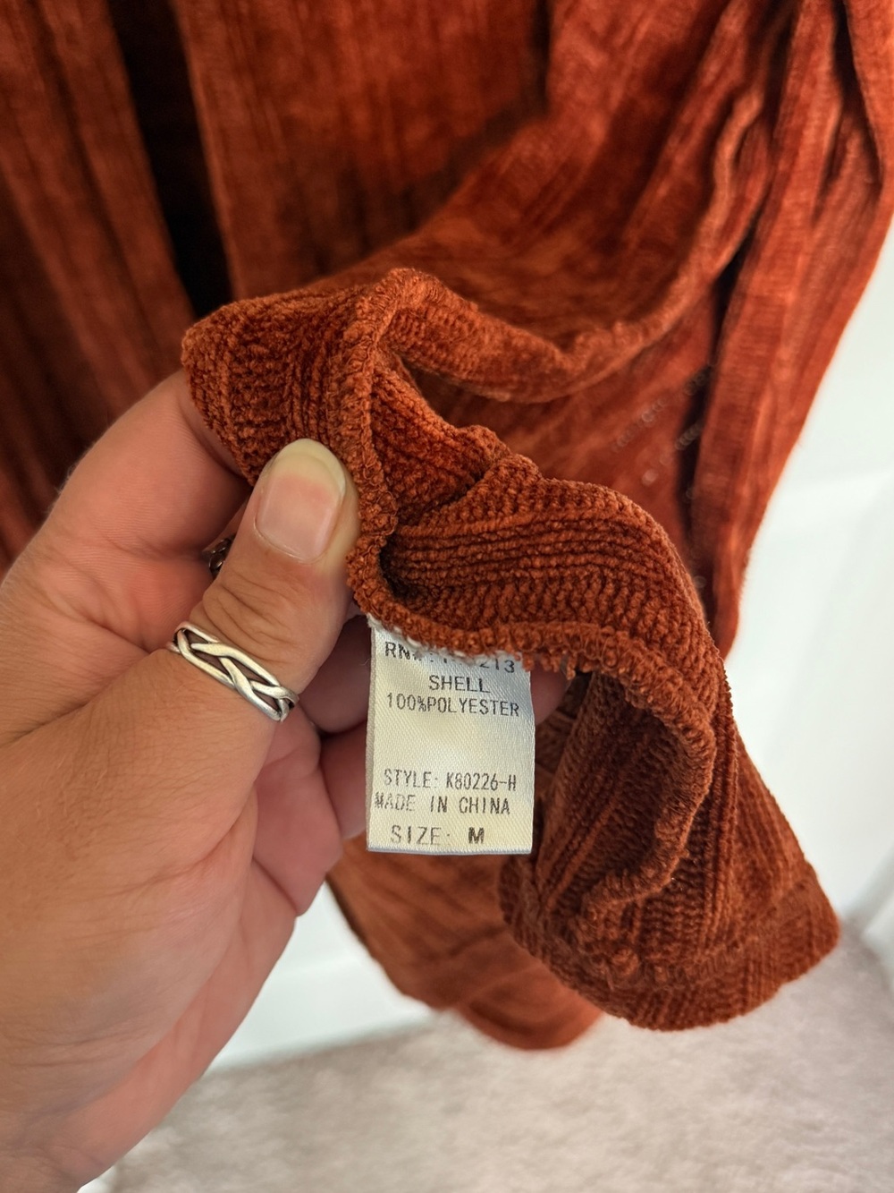 Open-Front Longline Ribbed Cardigan - Rust - Picture 3 of 7